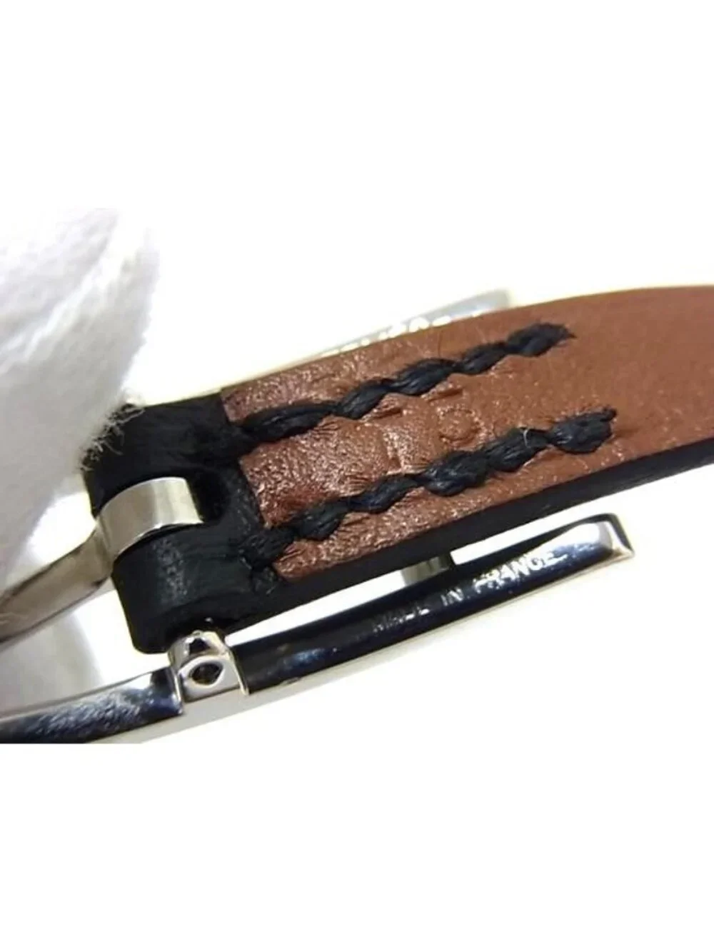 Hermes Behapi Double Tour Leather Reversible Silver Bracelet